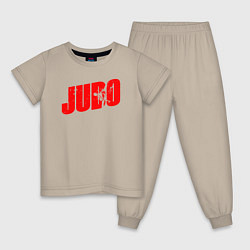 Пижама хлопковая детская Judo red, цвет: миндальный