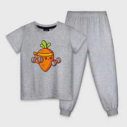 Пижама хлопковая детская Морковь на спорте, цвет: меланж