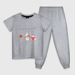 Пижама хлопковая детская Котик-подарок, цвет: меланж