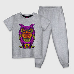 Пижама хлопковая детская Purple owl, цвет: меланж