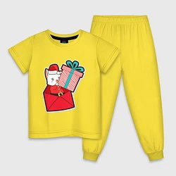 Пижама хлопковая детская Вам подарок от котика, цвет: желтый