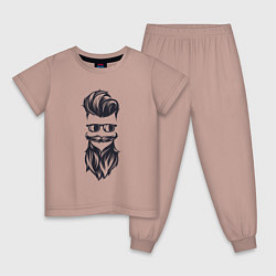 Пижама хлопковая детская Модный бородач, цвет: пыльно-розовый