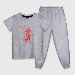Пижама хлопковая детская Дракон в брызгах, цвет: меланж