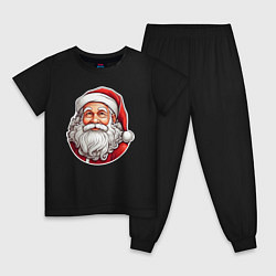 Пижама хлопковая детская Санта клаус иллюстрация-стикер, цвет: черный