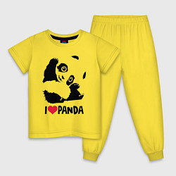 Пижама хлопковая детская I love panda, цвет: желтый