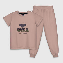 Пижама хлопковая детская USA Oldschool, цвет: пыльно-розовый