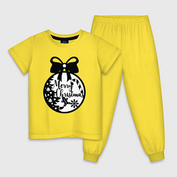 Пижама хлопковая детская Новогодний бант, цвет: желтый
