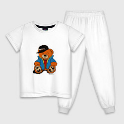 Пижама хлопковая детская Мишка Марат в куртке, цвет: белый