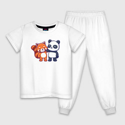 Пижама хлопковая детская Милые панды, цвет: белый