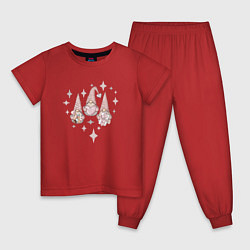 Пижама хлопковая детская Милые гномы с сердечком, цвет: красный