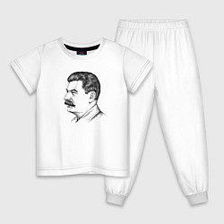 Пижама хлопковая детская Сталин в профиль, цвет: белый