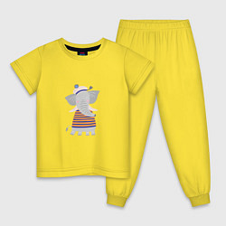 Пижама хлопковая детская Слоник-моряк, цвет: желтый