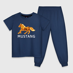 Пижама хлопковая детская Mustang firely art, цвет: тёмно-синий