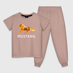 Пижама хлопковая детская Mustang firely art, цвет: пыльно-розовый