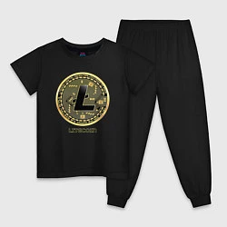 Пижама хлопковая детская Litecoin крипта, цвет: черный