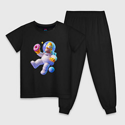 Пижама хлопковая детская Гомер Симпсон в открытом космосе, цвет: черный
