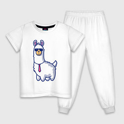 Пижама хлопковая детская Модная альпака, цвет: белый