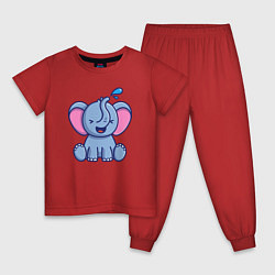 Пижама хлопковая детская Радостный слонёнок, цвет: красный