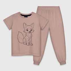 Пижама хлопковая детская Милая лисичка улыбается, цвет: пыльно-розовый