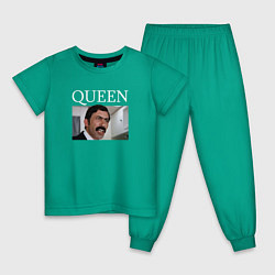 Пижама хлопковая детская Queen - Mimino мем, цвет: зеленый