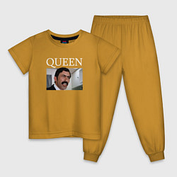 Пижама хлопковая детская Queen - Mimino мем, цвет: горчичный