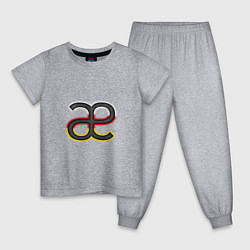 Пижама хлопковая детская Буква осетинского алфавита с национальным триколор, цвет: меланж