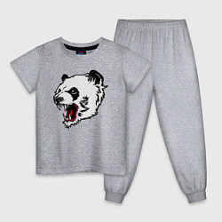 Пижама хлопковая детская Оскал панды, цвет: меланж