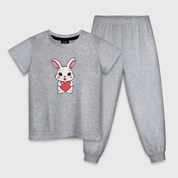 Пижама хлопковая детская Зайчонок с красным сердечком, цвет: меланж
