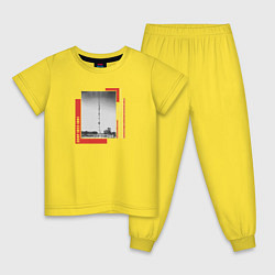 Пижама хлопковая детская СССР Останкинская телебашня, цвет: желтый