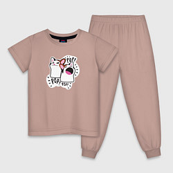 Пижама хлопковая детская Popсаt, цвет: пыльно-розовый