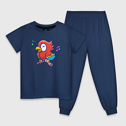 Пижама хлопковая детская Музыкальный попугайчик, цвет: тёмно-синий