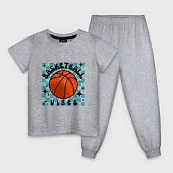 Пижама хлопковая детская Basketball vibes, цвет: меланж