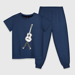 Пижама хлопковая детская Человек гитара, цвет: тёмно-синий