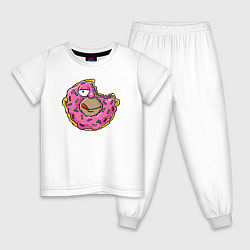Пижама хлопковая детская Homer donut, цвет: белый