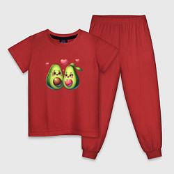 Пижама хлопковая детская Авокадо - пара, цвет: красный