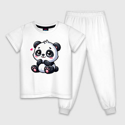 Пижама хлопковая детская Забавная маленькая панда, цвет: белый