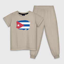 Пижама хлопковая детская Флаг Кубы, цвет: миндальный