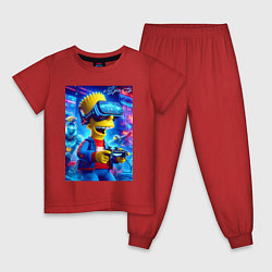 Пижама хлопковая детская Bart Simpson is an avid gamer - esports, цвет: красный