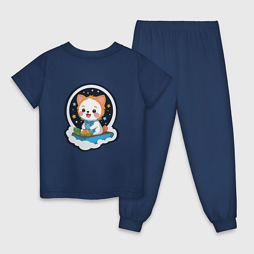 Детская пижама Собачка в звездном небе / Тёмно-синий – фото 2