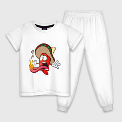 Пижама хлопковая детская Горячий мексиканский перец, цвет: белый