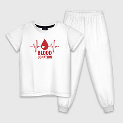 Пижама хлопковая детская Донорство крови, цвет: белый