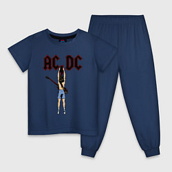 Пижама хлопковая детская Angus Young, цвет: тёмно-синий