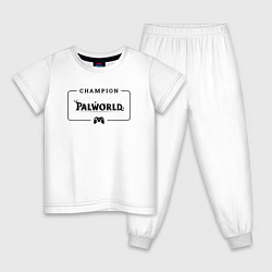 Пижама хлопковая детская Palworld gaming champion: рамка с лого и джойстико, цвет: белый