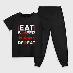 Детская пижама Надпись eat sleep Palworld repeat