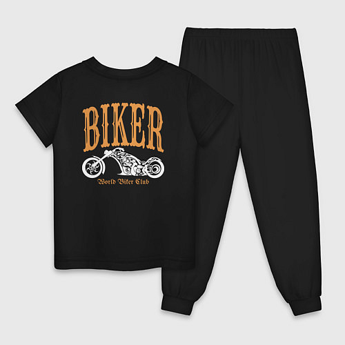 Детская пижама Байкер медведь на мотоцикле / Черный – фото 2