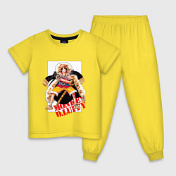 Пижама хлопковая детская Луффи из аниме и манги One Piece, цвет: желтый