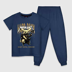Пижама хлопковая детская Metallica на фоне тяжёлого рока от Пикачу, цвет: тёмно-синий
