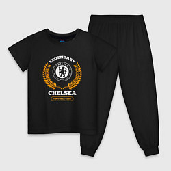 Пижама хлопковая детская Лого Chelsea и надпись legendary football club, цвет: черный