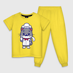 Пижама хлопковая детская Кот усатый повар, цвет: желтый