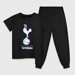 Пижама хлопковая детская Tottenham FC в стиле glitch, цвет: черный